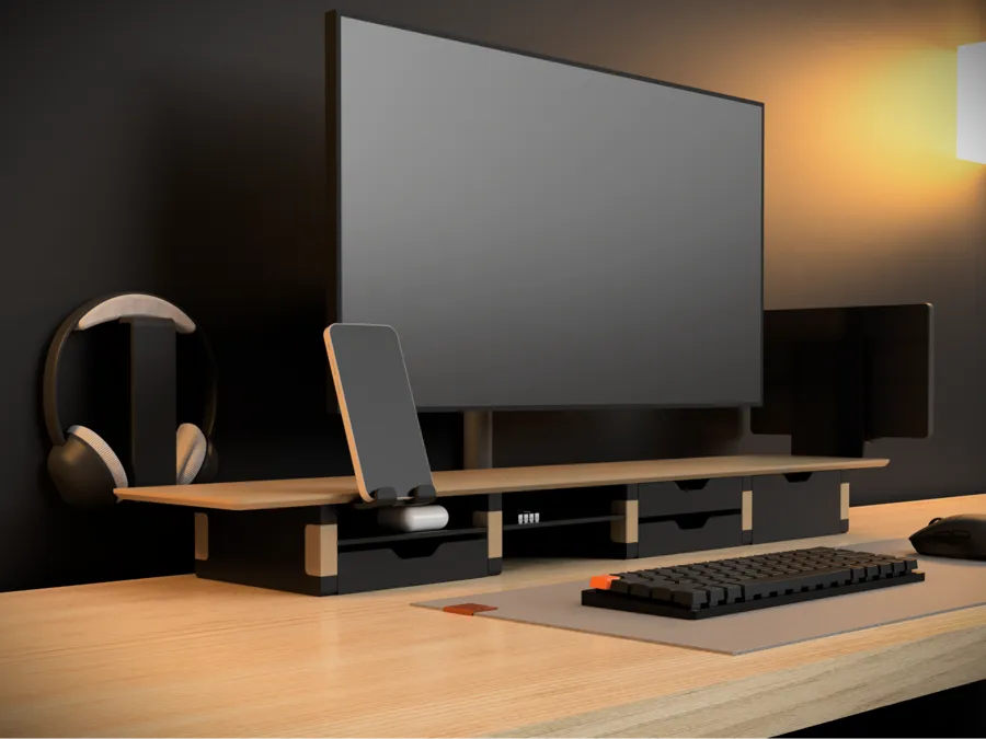 Modular Desk Shelf Fully Printed • Screwable Addon