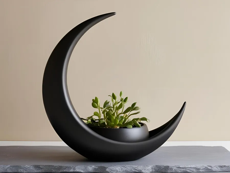 Macetero Luna creciente · negro