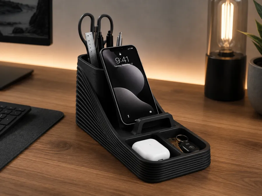 WaveDock – Moderner Desk Organizer mit Handyhalter