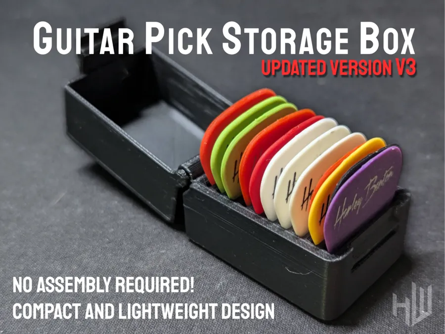 Guitar pick storage box // Print-in-place